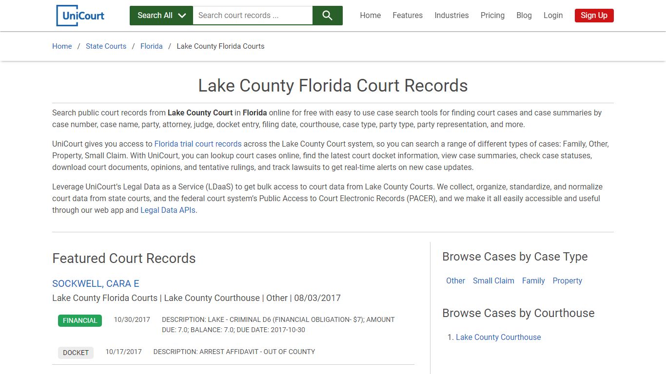 Lake County Florida Court Records | Florida | UniCourt